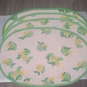 Set Of 4 Reversable Vintage Lemon and Lime Oval Placemats